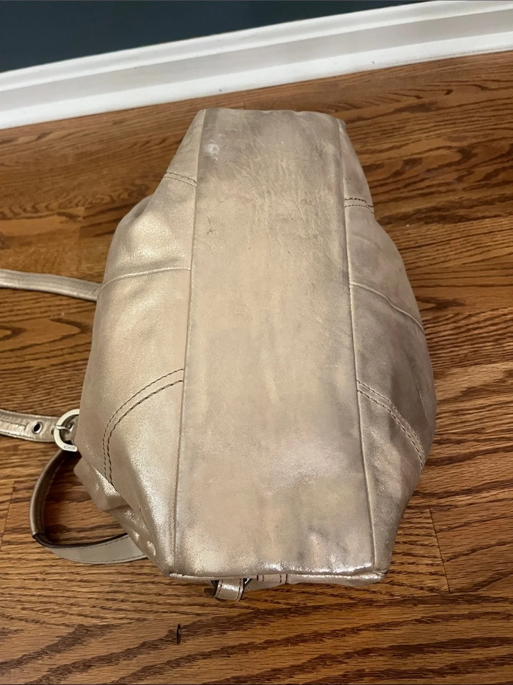 Coach Soho leather satchel shoulder bag (style F17220) in metallic champagne